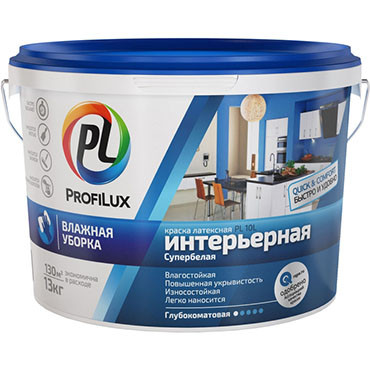 "Profilux" ВД краска PL- 10L латекс. интерьерная влагостойкая супербелая 1,4кг "Profilux" ВД краска PL- 10L латекс. интерьерная влагостойкая супербелая 1,4кг